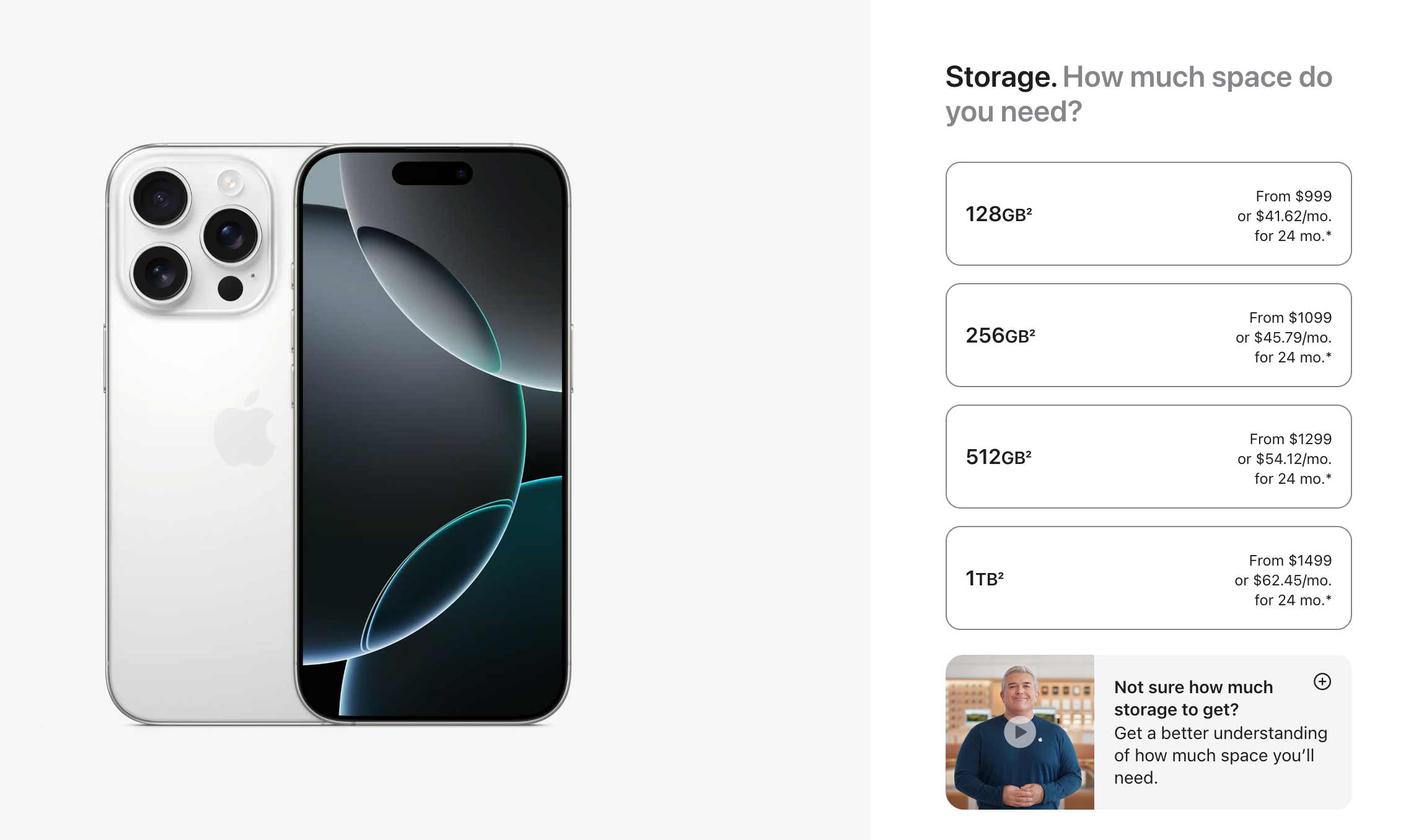 Apple iPhone Storage Pricing